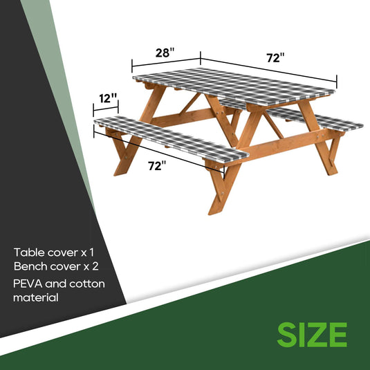 Picnic Table Cover 28x72 Inch - Black and White - RVGUARD