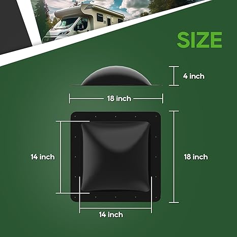 RVGUARD RV Skylight Replacement Outer Dome - Black- 14*14