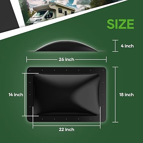 RVGUARD RV Skylight Replacement Outer Dome - Black - 14*22