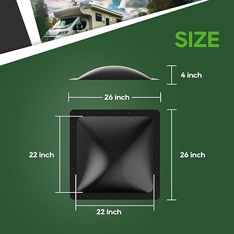 RVGUARD RV Skylight Replacement Outer Dome - Black - 22*22