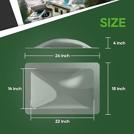RVGUARD RV Skylight Replacement Outer Dome - Clear - 14*22