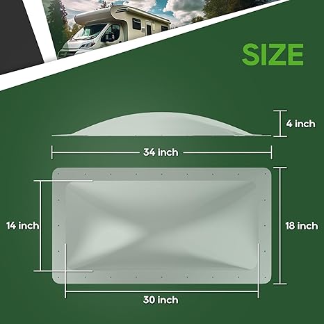 RVGUARD RV Skylight Replacement Outer Dome - Clear - 14*30