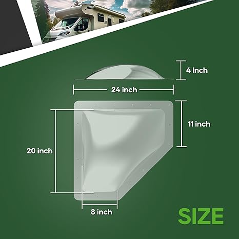 RVGUARD RV Skylight Replacement Outer Dome - Clear - 20*8