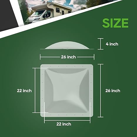 RVGUARD RV Skylight Replacement Outer Dome - Clear - 22*22