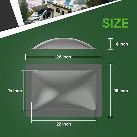 RVGUARD RV Skylight Replacement Outer Dome - Gray - 14*22