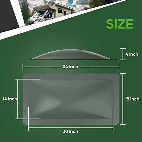 RVGUARD RV Skylight Replacement Outer Dome - Gray - 14*30