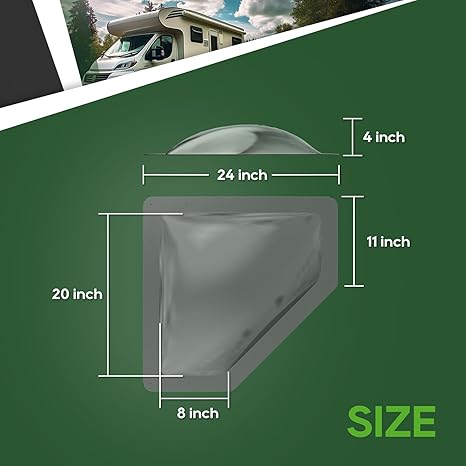 RVGUARD RV Skylight Replacement Outer Dome - Gray - 20*8