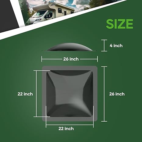 RVGUARD RV Skylight Replacement Outer Dome - Gray - 22*22