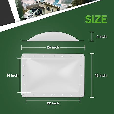 RVGUARD RV Skylight Replacement Outer Dome - White - 14*22