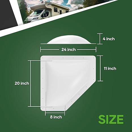 RVGUARD RV Skylight Replacement Outer Dome - White - 20*8