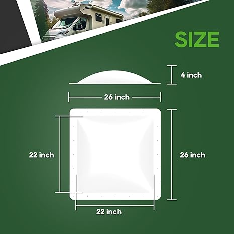 RVGUARD RV Skylight Replacement Outer Dome - White - 22*22