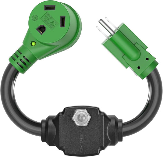 RV Adapter Cord with Overload Protector 30 Amp to 110 Volt NEMA TT-30R - RVGUARD