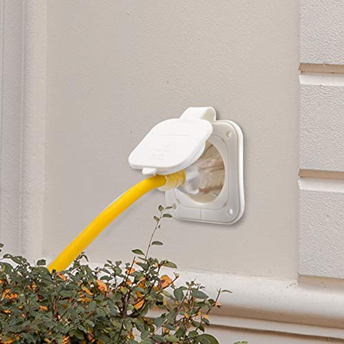 15 Amp 125V AC Power Inlet Plug - White - RVGUARD