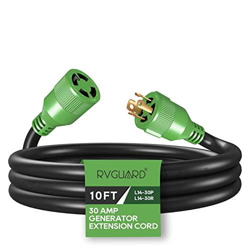RVGUARD 4 Prong 30 Amp 10 Foot RV Generator Extension Cord | NEMA