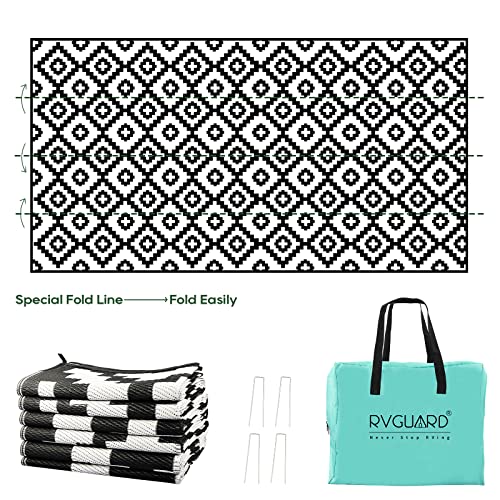 Reversible Outdoor Rugs 9 x 18 Feet - Black - RVGUARD