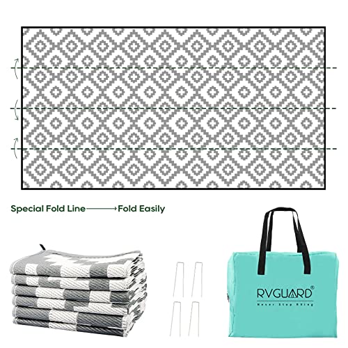 Reversible Outdoor Rugs 9 x 18 Feet - Gray - RVGUARD