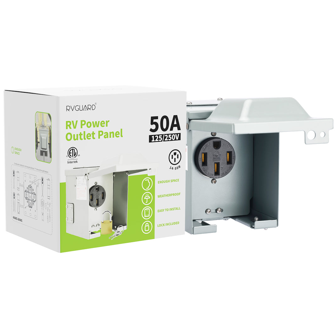 Ev Rv Outlet Box RVGUARD 50 Amp EV/RV Power Outlet Box | Weatherproof NEMA 14-50R ...