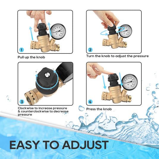 Winter RV Water Bundle: Heated Hose + Adjustable Pressure Regulator