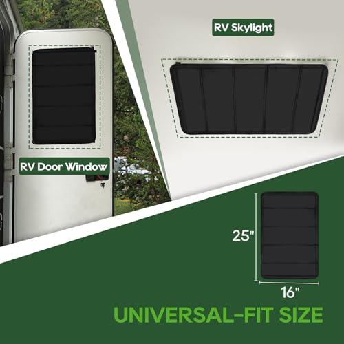 Load image into Gallery viewer, RVGUARD RV Door Window Shade Cover - Magnetic RV Blackout Window Cover, an-UV and Privacy Protection with Storage Bag (16” x 25”, Black)
