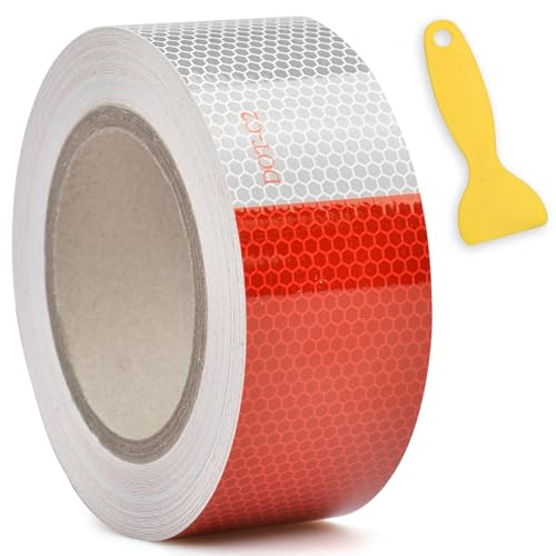 Load image into Gallery viewer, RVGUARD 2 Inch x 30 Feet DOT-C2 Trailer Reflective Tape, Waterproof, Highly Visible Red &amp; White Tape for Trailers, Outdoor Cars, Trucks
