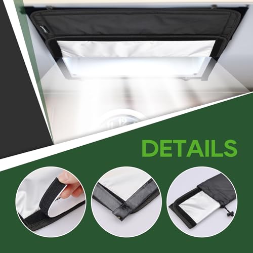 RVGUARD RV Door Window Shade Cover - Magnetic RV Blackout Skylight Shade Cover, UV Protection with Storage Bag (16” x 16”, Black)