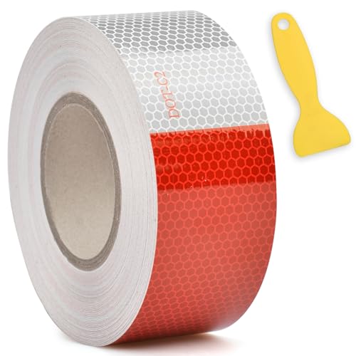 Load image into Gallery viewer, RVGUARD 2 Inch x 50 Feet DOT-C2 Trailer Reflective Tape, Waterproof, Highly Visible Red &amp; White Tape for Trailers, Outdoor Cars, Trucks
