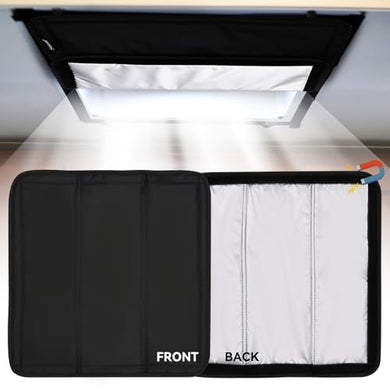 RVGUARD RV Door Window Shade Cover - Magnetic RV Blackout Skylight Shade Cover, UV Protection with Storage Bag (16” x 16”, Black)