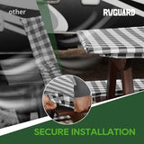 RVGUARD Picnic Table Cover and Bench Covers, 30x96 Inch, Black & White, Fitted Tablecloth Cover with Elastic Edge, Water and Oil Proof