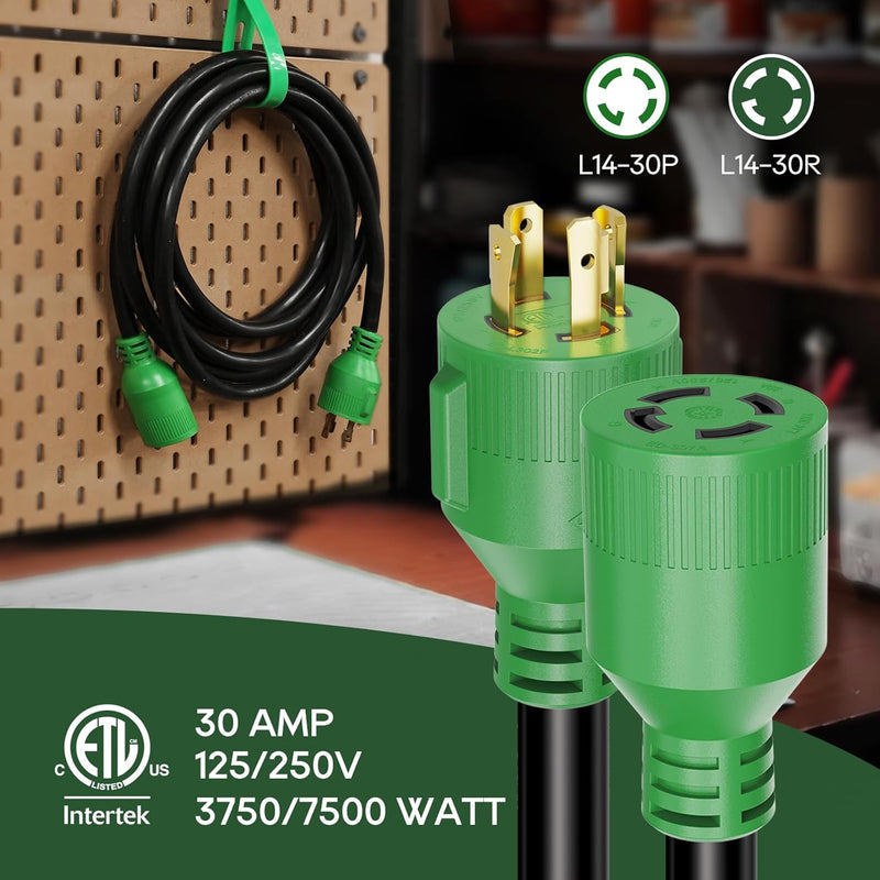 Load image into Gallery viewer, 4 Prong Generator Extension Cord 30 Amp 10 Foot - ETL Listed
