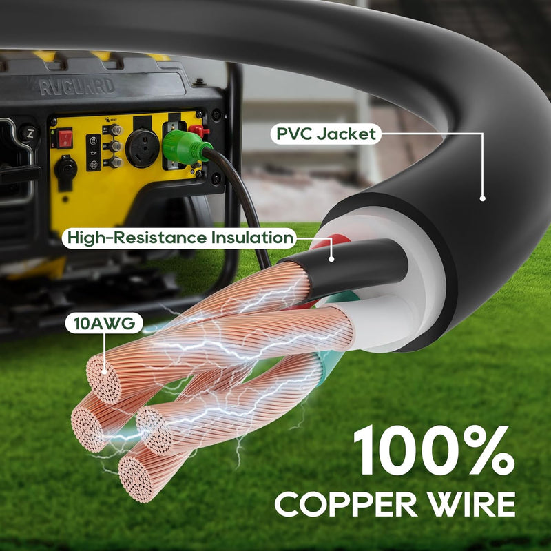 Load image into Gallery viewer, 4 Prong Generator Extension Cord 30 Amp 10 Foot - 100% Copper wire
