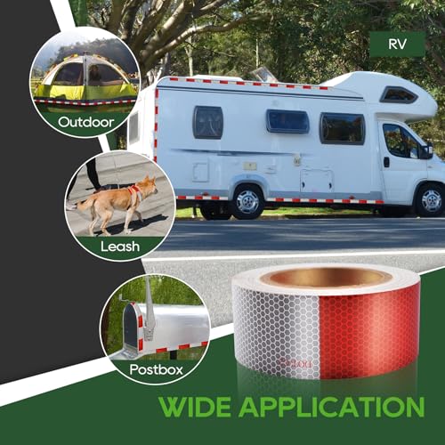 Load image into Gallery viewer, RVGUARD 2 Inch x 50 Feet DOT-C2 Trailer Reflective Tape, Waterproof, Highly Visible Red &amp; White Tape for Trailers, Outdoor Cars, Trucks
