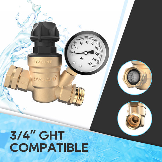 Winter RV Water Bundle: Heated Hose + Adjustable Pressure Regulator