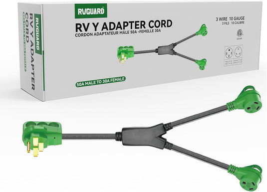 50 Amp to Dual 30 Amp RV Y Adapter Cord - 14-50P to Dual TT-30R