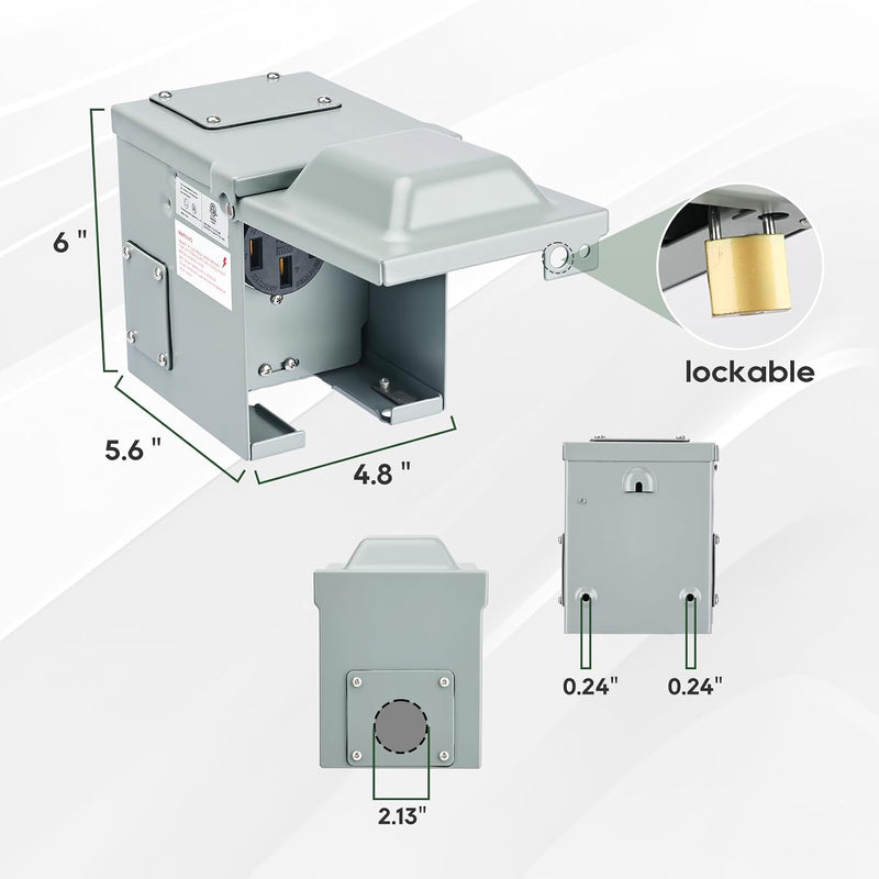 Load image into Gallery viewer, 125/250 Volt 50 Amp RV/EV Outlet Box 14-50R

