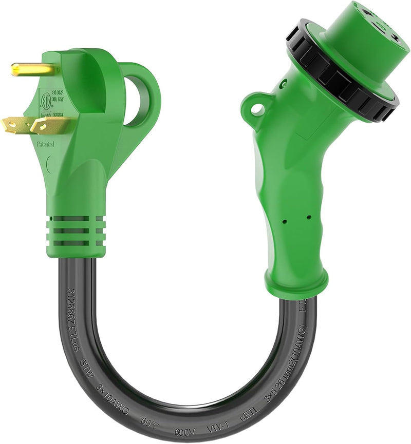 Load image into Gallery viewer, 135° 30A to 30A RV Plug Adapter with Locking Connector
