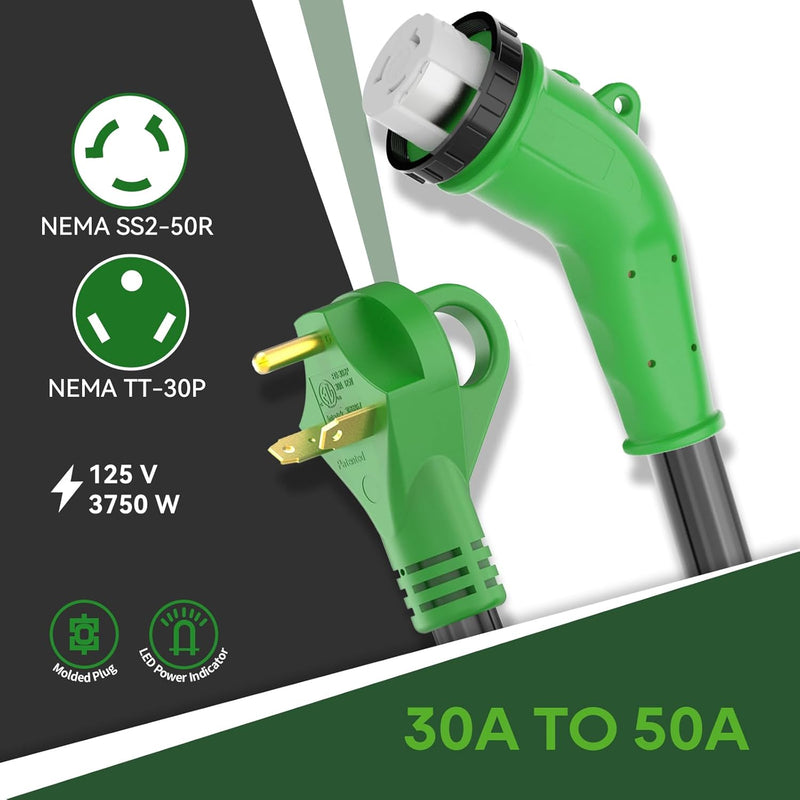 Load image into Gallery viewer, 135° 30A to 50A RV Plug Adapter with Locking Connector
