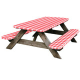 RVGUARD Picnic Table Cover and Bench Covers, 28x72 Inch, Red & White, Fitted Tablecloth Cover with Elastic Edge, Water and Oil Proof