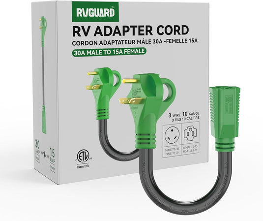30 Amp to 15 Amp RV Power Adapter Cord