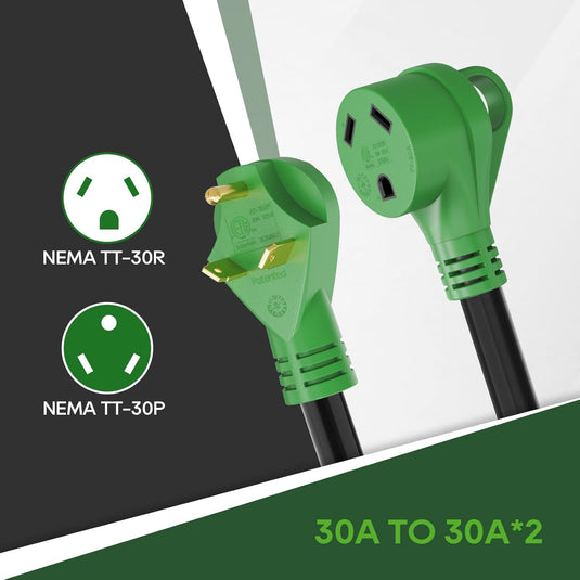 30 Amp to 30 Amp RV Y Adapter - TT-30P to Dual TT-30R