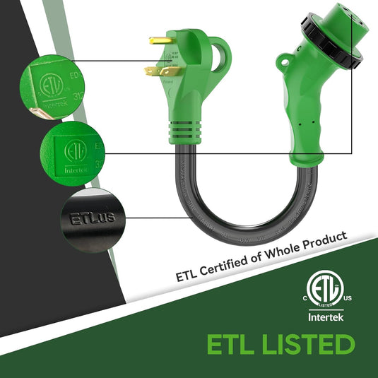 135° 30A to 30A RV Plug Adapter with Locking Connector