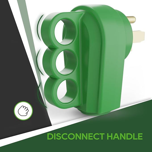 thumbnail image 2 of RVGUARD 50 Amp RV Male Plug Replacement - NEMA 14-50P, 125/250V, With Safety Disconnect Handle (Green) 2 of 14