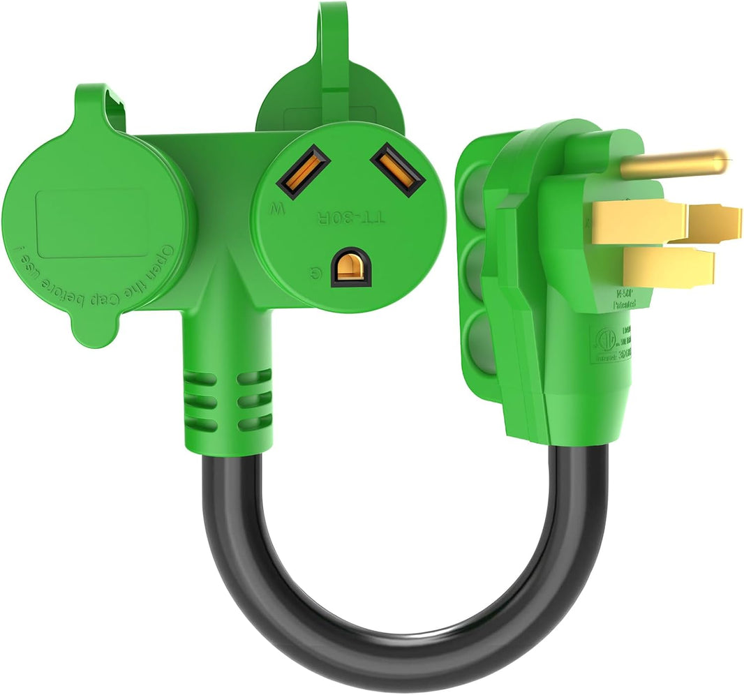 50A to 30A RV Splitter Adapter – NEMA 14-50P to Dual TT-30R Plugs – RVGUARD