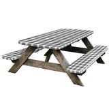 RVGUARD Picnic Table Cover and Bench Covers, 28x72 Inch, Black & White, Fitted Tablecloth Cover with Elastic Edge, Water and Oil Proof