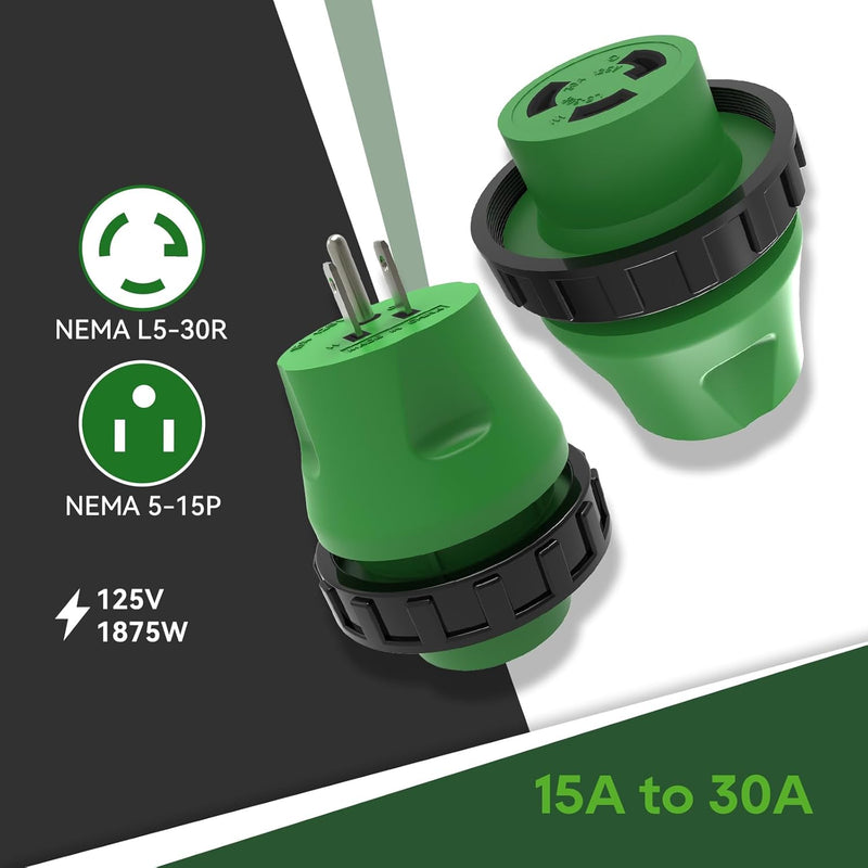 Load image into Gallery viewer, 15 Amp to 30 Amp RV Adapter Plug - 5-15P to L5-30R
