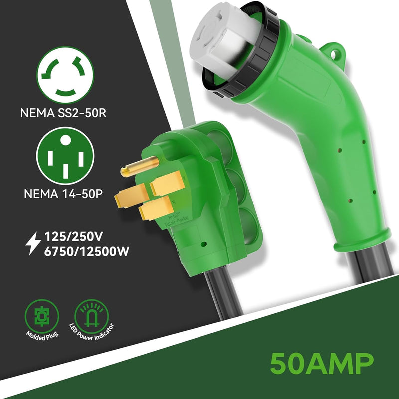 Load image into Gallery viewer, 135° 50A to 50A RV Plug Adapter with Locking Connector
