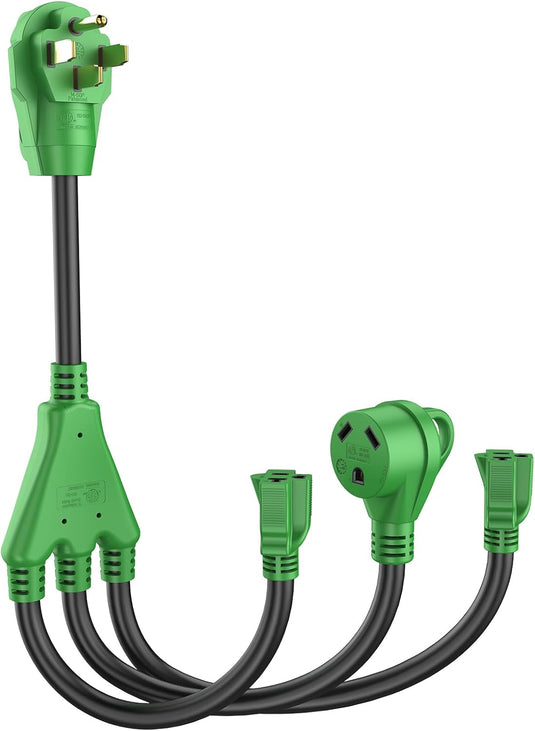 3-Way Generator Adapter - 14-50P to 1 x TT-30R + 2 x 5-20R