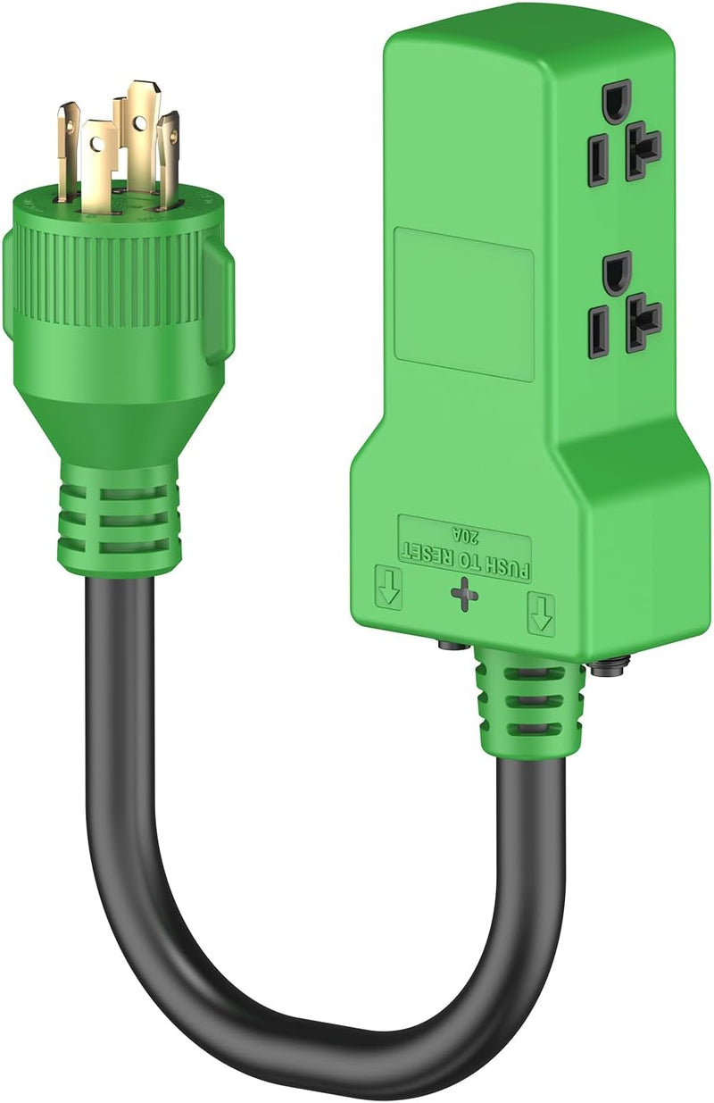 Chargez l'image dans la visionneuse de la galerie, 30 Amp to 20 Amp RV Distribution Adapter Cord - NEMA L14-30P to 4x 5-20R
