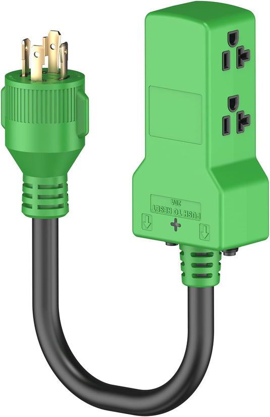30 Amp to 20 Amp RV Distribution Adapter Cord - NEMA L14-30P to 4x 5-20R