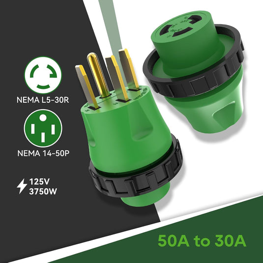 50 Amp to 30 Amp RV Adapter Plug - 14-50P to L5-30R