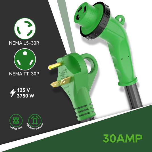 135° 30A to 30A RV Plug Adapter with Locking Connector